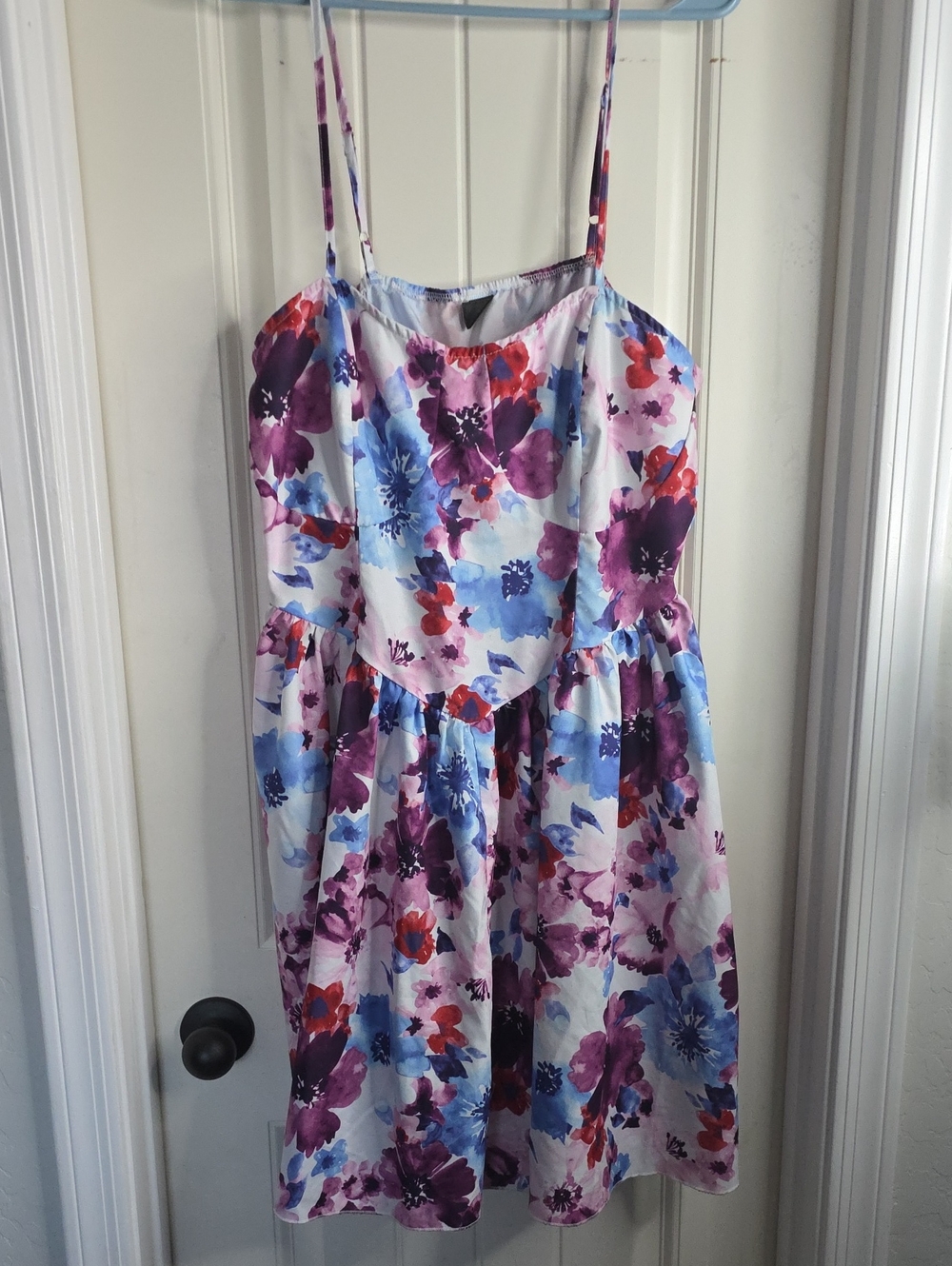 SHEIN Curve Floral Slip Dress in Purple, Blue & White